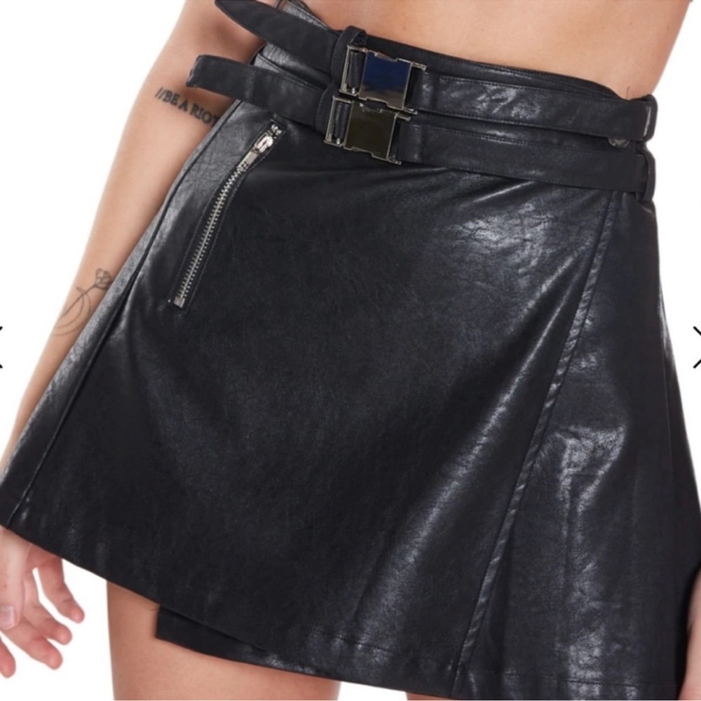 Black Faux Leather Mini Skirt